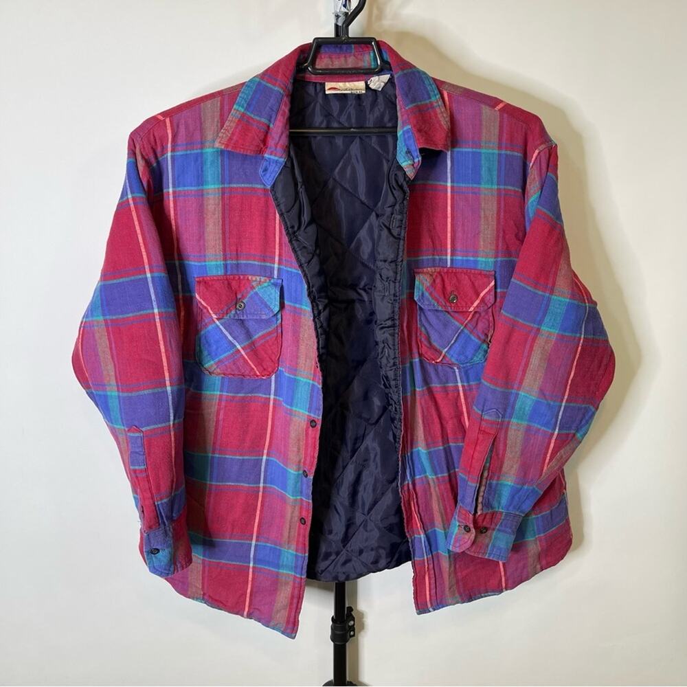 Vintage Sports AFeild Blue Pink Plaid Jacket Shirt Size XL Men’s